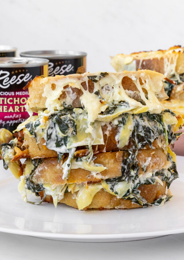 Spinach and Artichoke Grilled Cheese Bake with Reese Artichoke Hearts